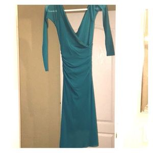 Teal v-neck dress